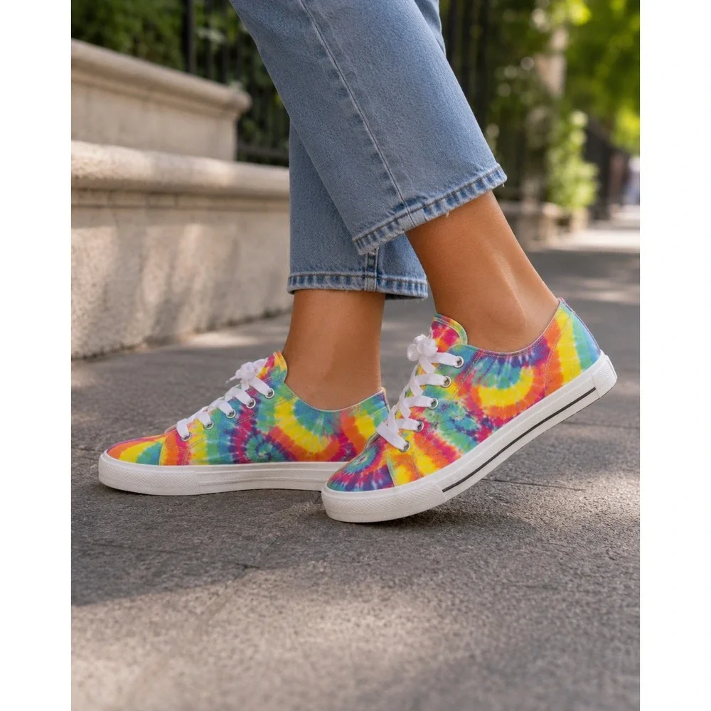 Jellypop Dallas Sneakers Women 8.5 Multi Tie Dye Excellent Canvas Slip On Shoes